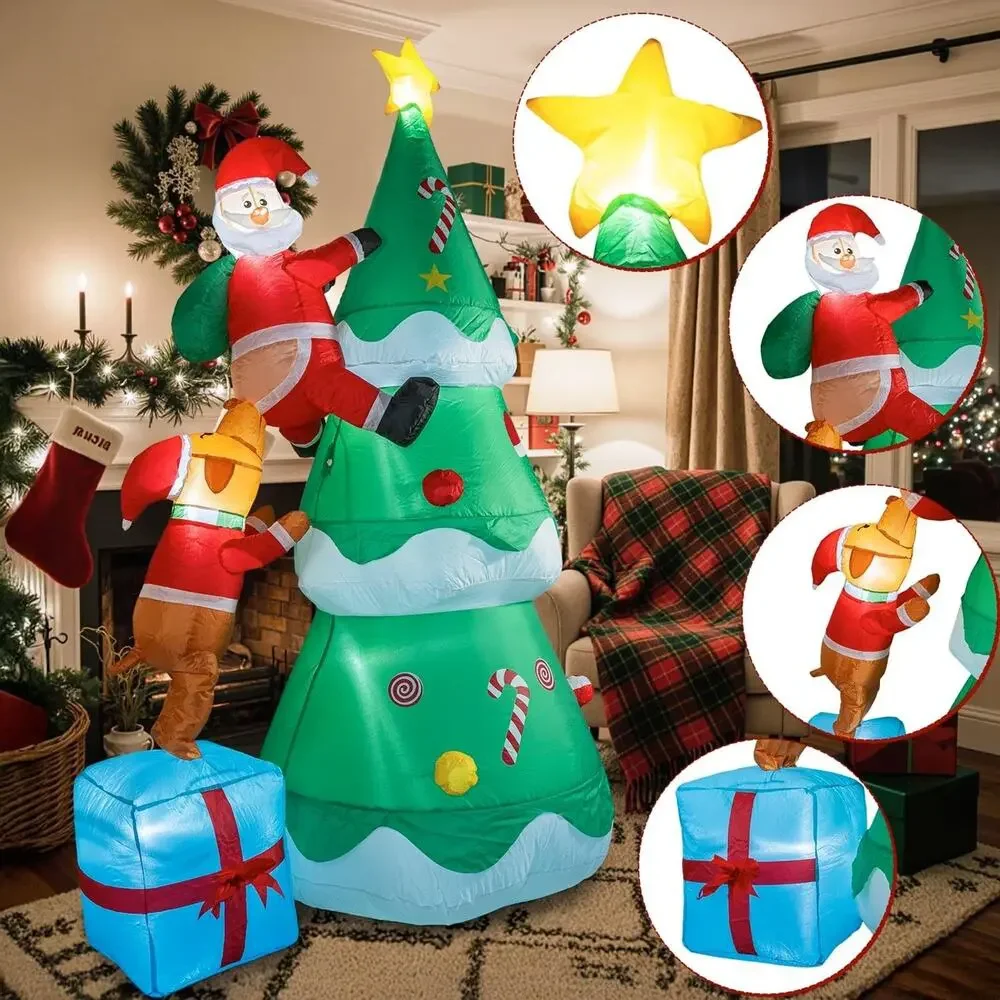 7FT‎ Inflatable Christmas Tree , Santa Claus Blow UP LED Outdoor Yard Decoration